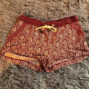 Red flowy shorts with pockets